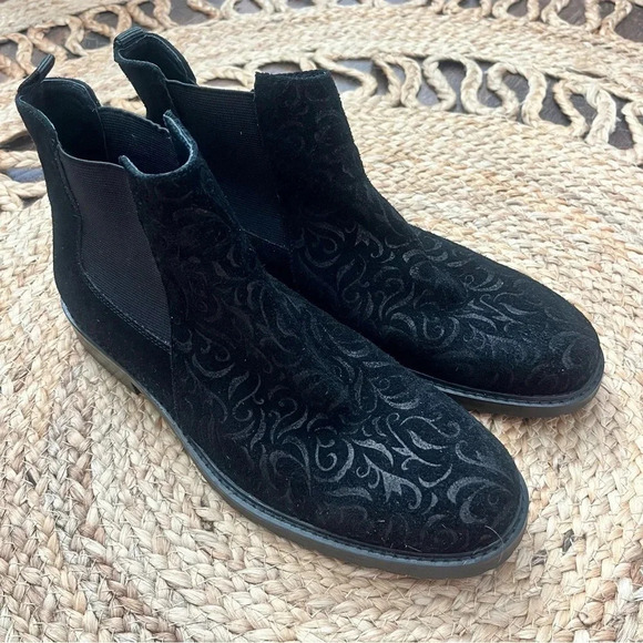 ROBERT GRAHAM WOODMAN BOOTS BLACK FLORAL SUEDE 9.5 - Picture 2 of 7